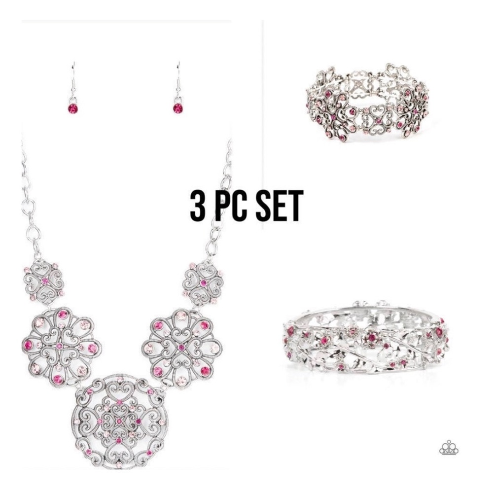 Paparazzi light and dark pink Fuchsia 1 necklace and 2 bracelets included